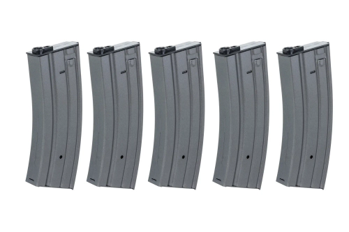 Set of 5 real-cap 30-ball metal magazines Specna Arms Grey