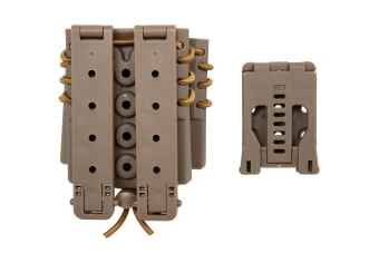 Drager voor 2 9mm magazijnen en een M4/M16 magazijn Wosport Urban Assault Quick Pull Tan