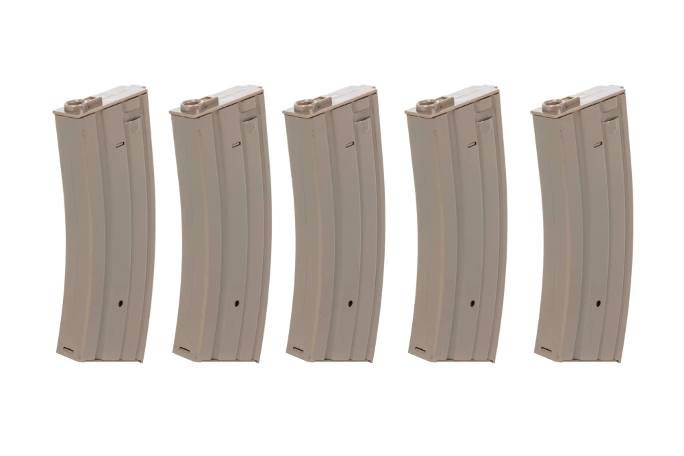 Sada 5 kovových zásobníků se skutečným uzávěrem na 30 kuliček Specna Arms Flat Dark Earth