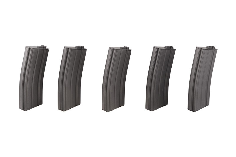 Set of 5 Low-Cap 70 BB Magazines for M4/M16 Replicas - Grey