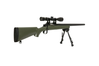 Fusil de airsoft rifle de francotirador SW-10 (con mira y bípode) - verde oliva