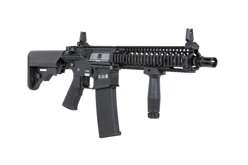 Specna Arms Daniel Defense® MK18 SA-P19 Prime™ Aster II ETU airsoft Carabina con motor brushless de un solo disparo Negro