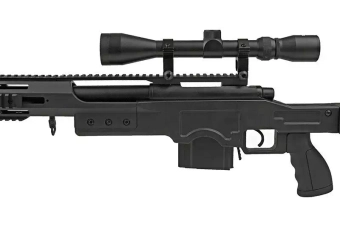 Fusil airsoft fusil de sniper MB4411D - avec lunette et bipied - noir