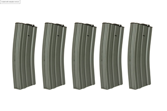 Set of 5 Hi-Cap 300 BB Magazines for M4/M16 Replicas - Grey