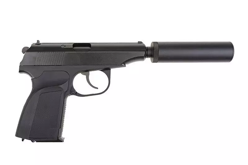 Pistola de airsoft MK con silenciador - negro