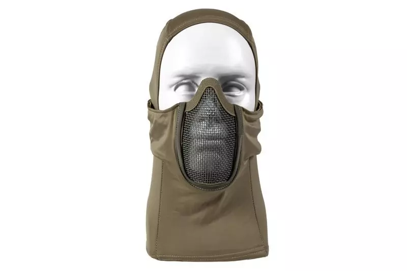 Thermoactive balaclava with steel mask - olive