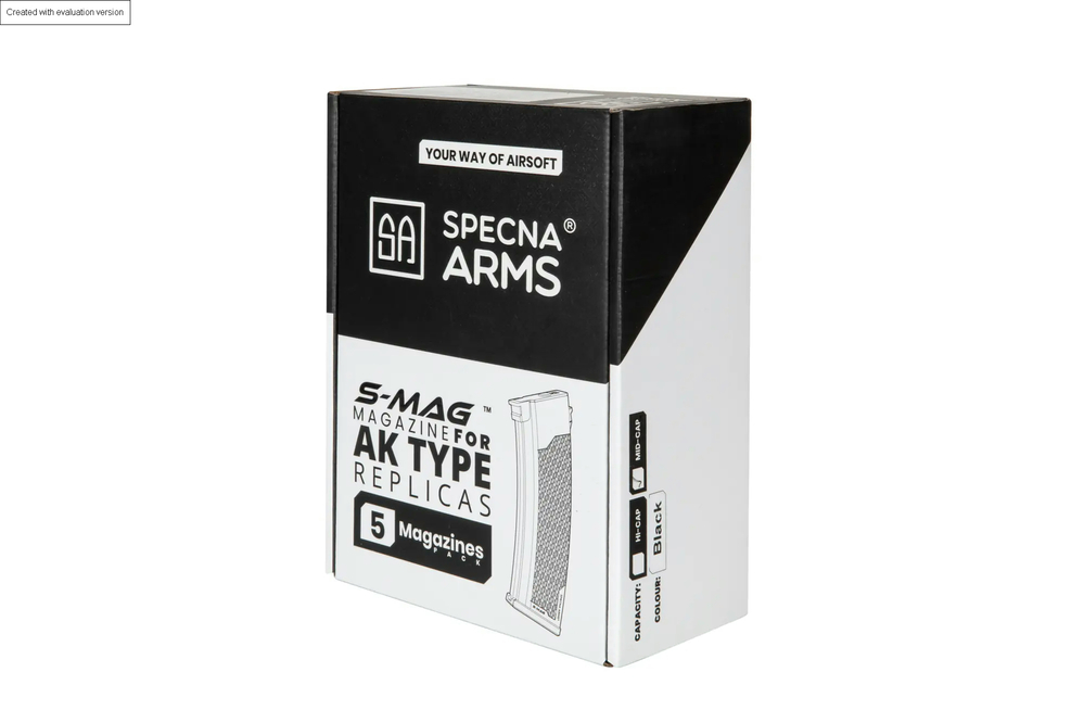 Set of 5 S-Mag Mid-cap magazines for 175 rounds for the J series - Black