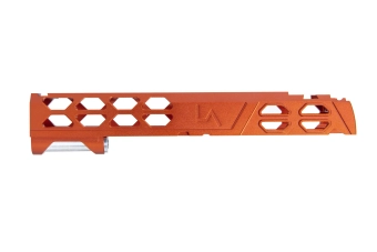 LA Capa Customs VOID hliníkový zámek pro airsoftové zbraně TM Hi-Capa 5.1 oranžový