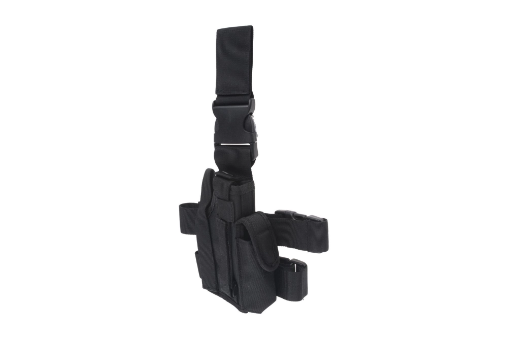 Holster pochette de cuisse avec pochette pour chargeur - noir