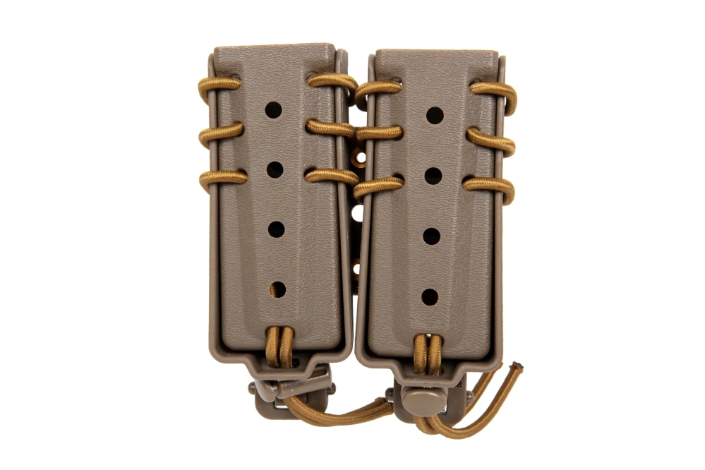 Drager voor 2 9mm magazijnen Wosport Urban Assault Long Quick Pull Tan