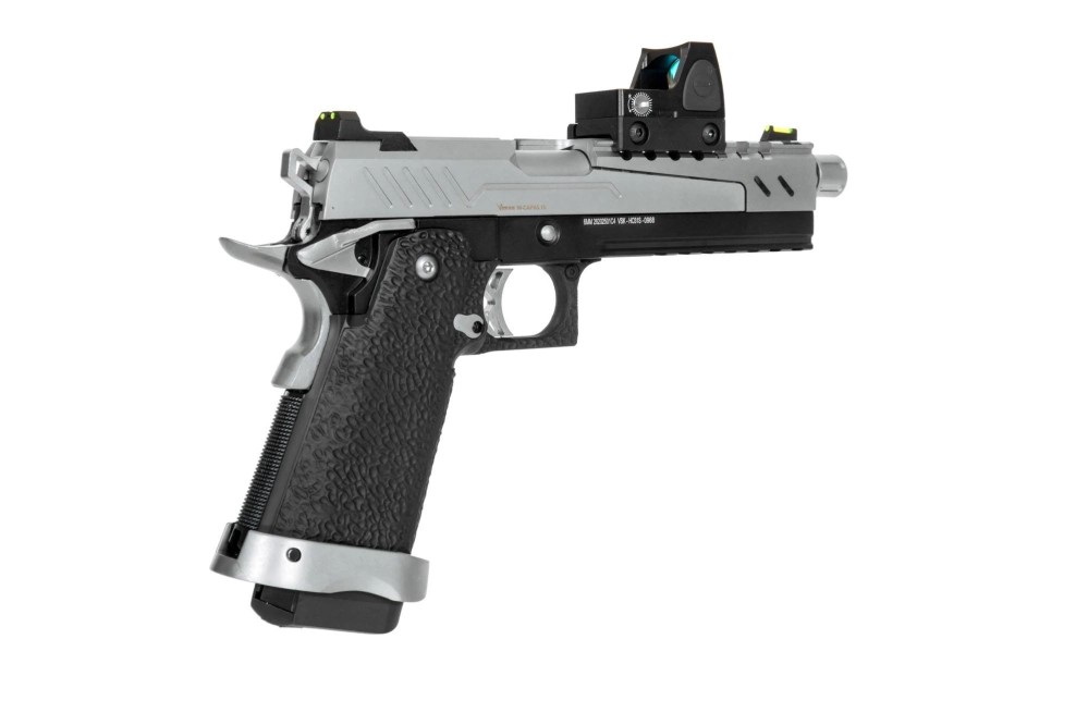 Pistola de airsoft Hi-capa 5.1 Split Slide - Negro/Cromo (con red dotBDS)