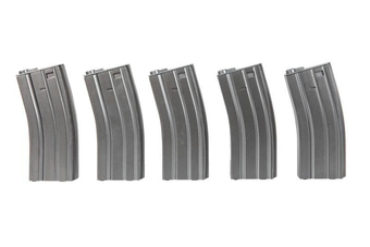 Set of 5 Mid-Cap 140 BB Magazines for M4/M16 - Grey