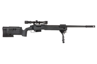 Airsoftová odstřelovací puška SA-S03 CORE™ s optikou a dvojnožkou - černá