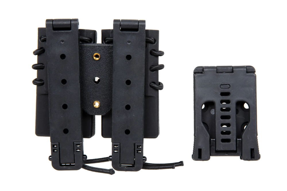 Soporte para 2 cargadores 9mm Wosport Urban Assault Quick Pull Negro