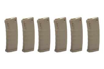 Set van 6 mid-cap KWA magazijnen voor 120 patronen voor M4/M16 Dark Earth replica's