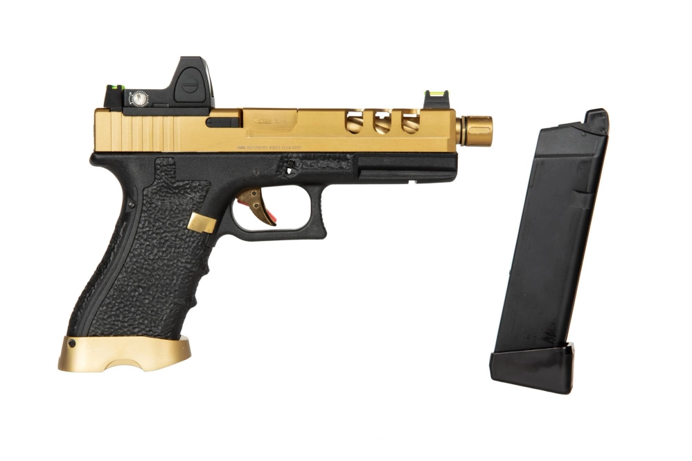 EU18 Pistol Replica with BDS Red Dot - Vented Gold