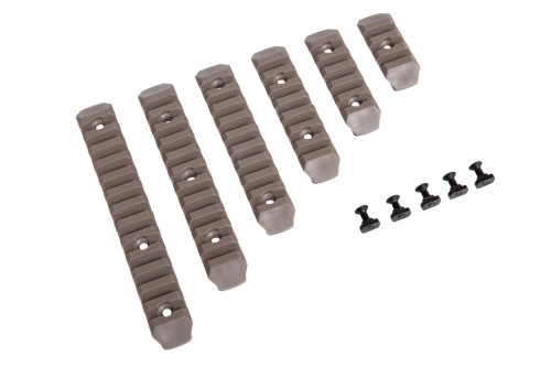 Set of 6 polymer RIS rails for M-LOK Tan