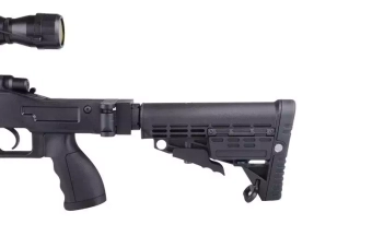 Airsoftová odstřelovací puška MB4412D - s optikou a dvojnožkou - černá