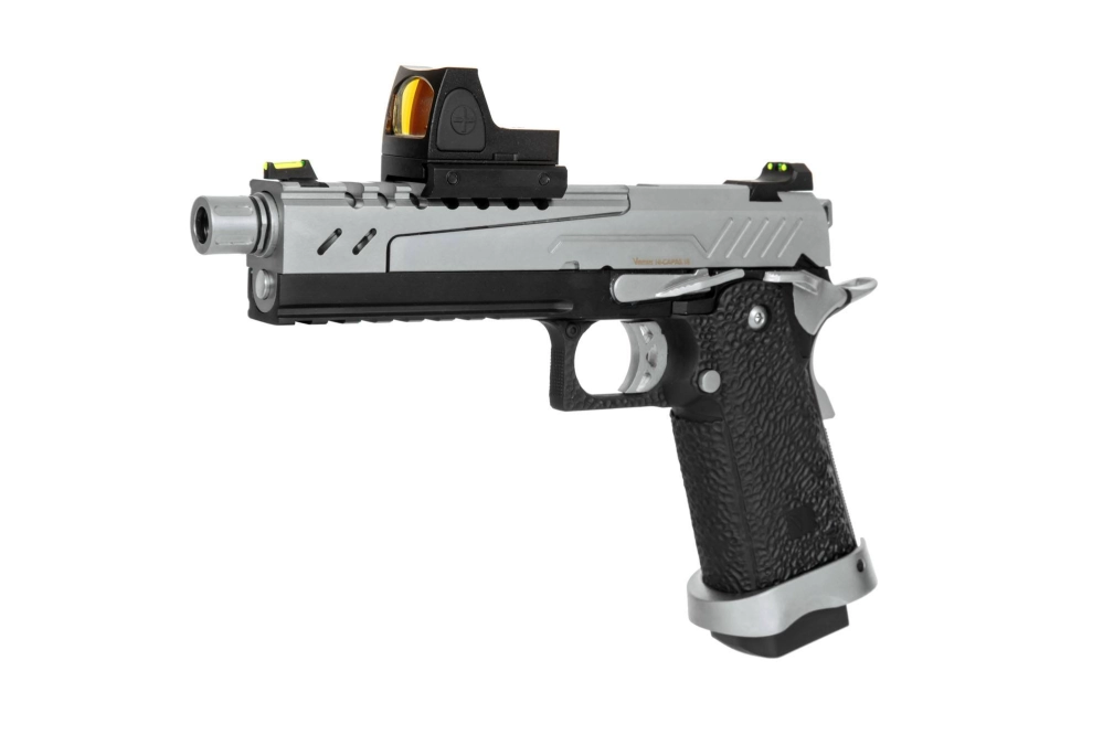 Replika pistoletu Hi-capa 5.1 Split Slide - czarna / chrom (z celownikiem BDS)