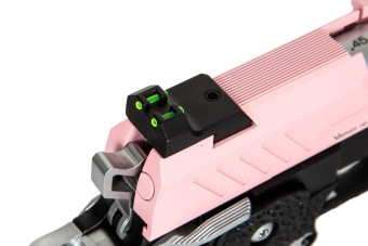 Pistola de airsoft Hi-capa 5.1 Split Slide - Rosa / Negro / Cromo (con red dotBDS)
