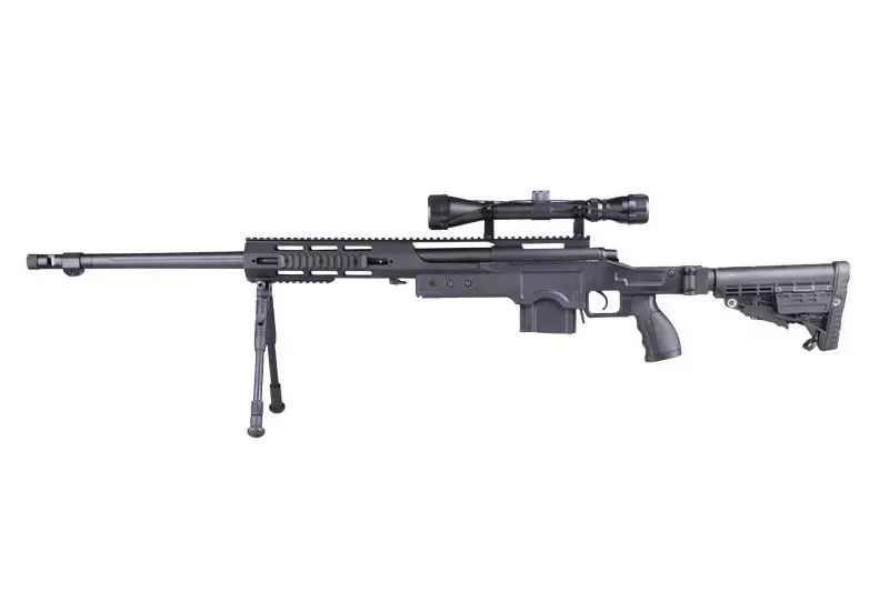 Francotirador de airsoft MB4412D - con mira y bípode - negro