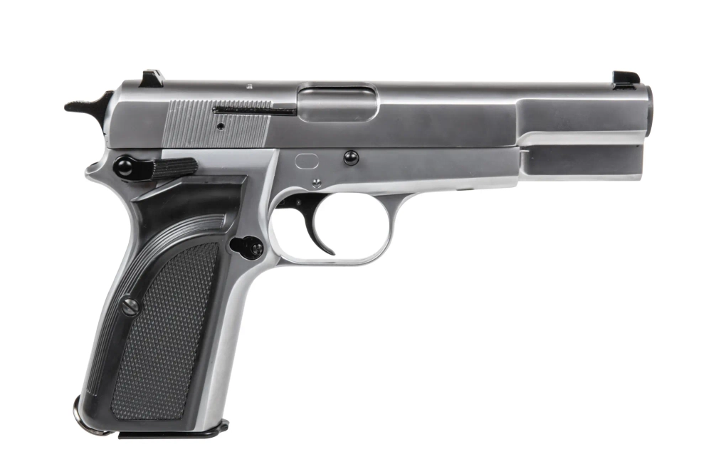 WE Browning Hi Power MK III ASG pistool - Zilver