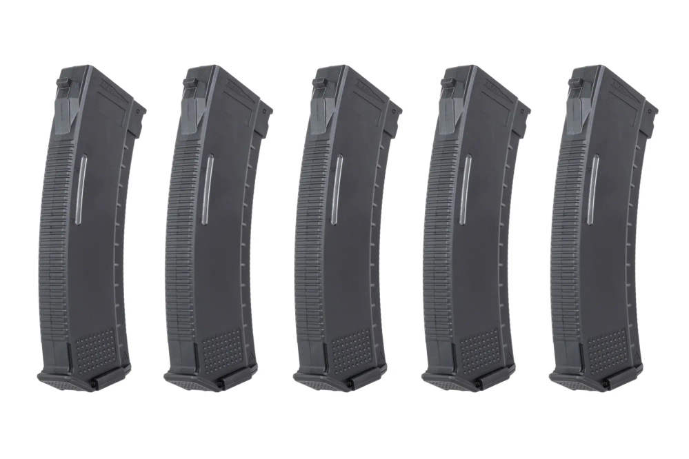 Zestaw 5 magazynków Mid-Cap 130/30 kulek Arcturus EMM AK MOD1 Variable-Cap Windowed do replik AK Czarny