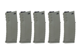 Set of 5 polymer mid-cap 120 ball magazines Specna Arms Olive