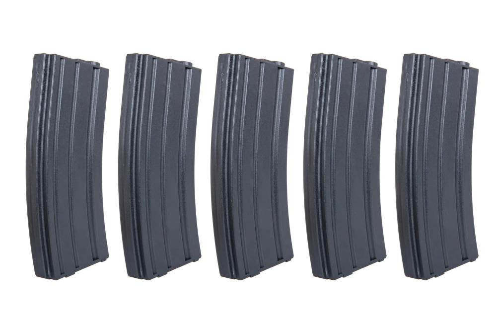 Set of 5 Mid-Cap SRC magazines for AR/M4 for 140 pellets Tan + speedloader