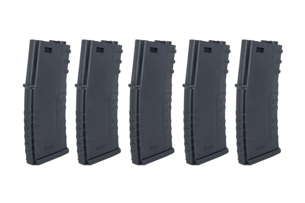 Set of 5 polymer mid-cap 120-ball magazines Specna Arms Black