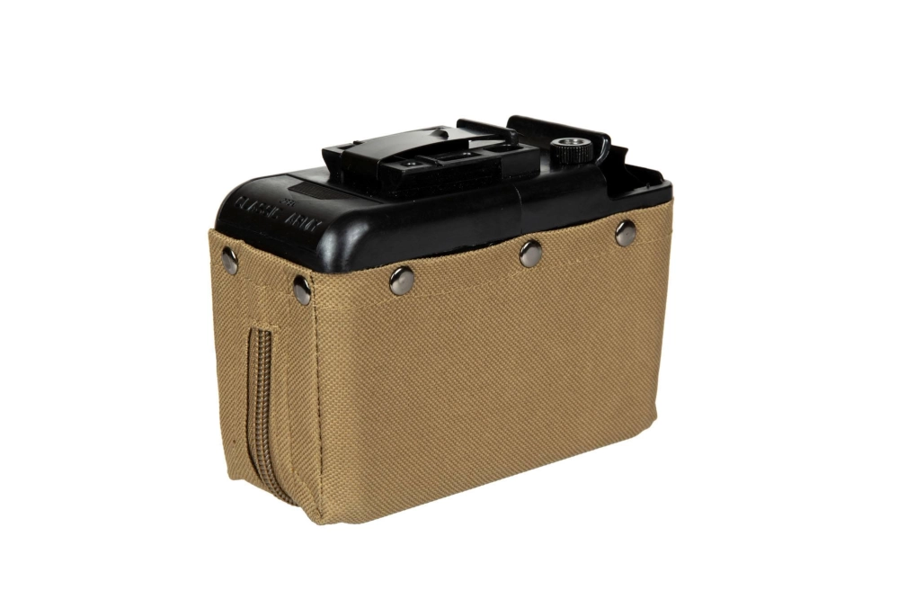 Boîte speedloader 1200 billes pour répliques type M249 - TAN