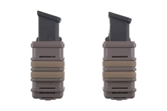 A Set of 2 FAST Magazine Pouches (transverse) For Pistol Magazines - dark earth
