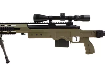 Fusil airsoft fusil de sniper MB4411D - avec lunette et bipied - vert olive