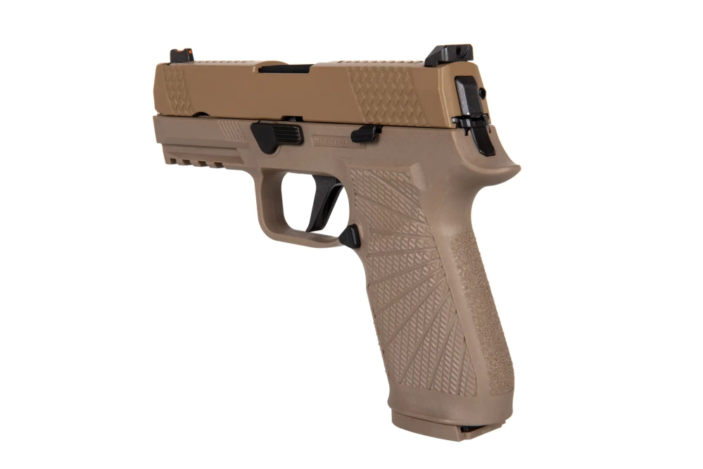 WE F18 Compact Green Gas Pistol airsoftová zbraň TAN