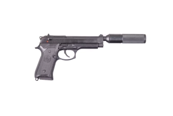 Réplique de pistolet SR92 avec silencieux - noir (OUTLET)