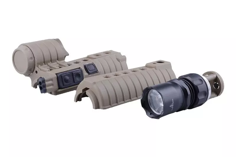 Grip avant avec torche M500A pour répliques type M4 - tan