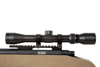 Airsoftová odstřelovací puška SA-S03 CORE™ s optikou a dvojnožkou - tan