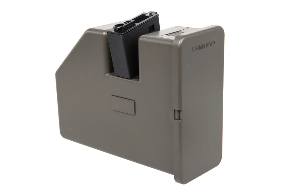 Magazynek elektryczny box Krytac do replik Trident LMG na 3500 kulek Oliwkowy