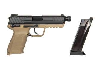 Replika taktické pistole TM45 s tlumičem - Tan