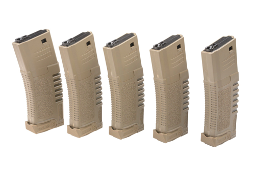 Juego de 5 bolas magasynks mid-cap PMG 140 para réplicas tipo M4/M16 - tierra oscura
