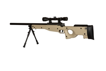 Airsoftová odstřelovací puška Warrior I (s dvojnožkou a optikou) - Tan