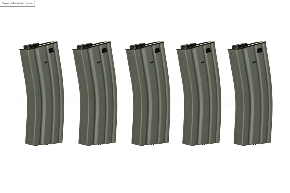 Set of 5 Hi-Cap 300 BB Magazines for M4/M16 Replicas - Grey