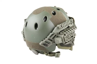Réplica de casco FAST PJ G4 System con pantalla facial - Verde oliva