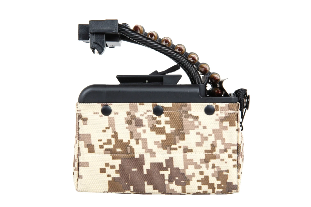 Chargeur électrique A&K de 2 000 cartouches pour répliques de type M249 avec munitions imitation Digital Desert