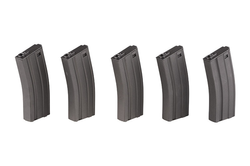 Set of 5 Low-Cap 70 BB Magazines for M4/M16 Replicas - Grey