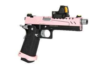 Pistola de airsoft Hi-capa 5.1 Split Slide - Rosa / Negro / Cromo (con red dotBDS)