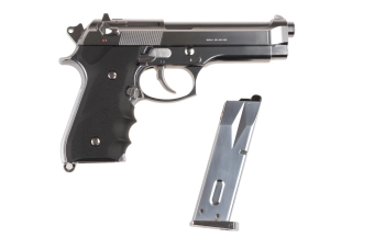 Replika pistole M92F - chromová nerezová
