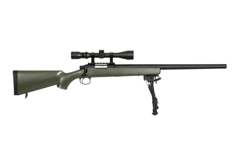 Fusil de airsoft rifle de francotirador SW-10 (con mira y bípode) - verde oliva