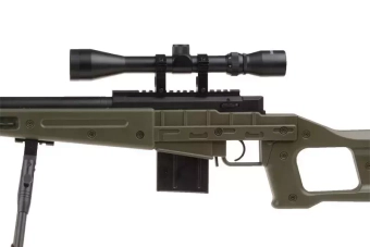 Fusil airsoft fusil de sniper MB4409D - avec lunette et bipied - vert olive