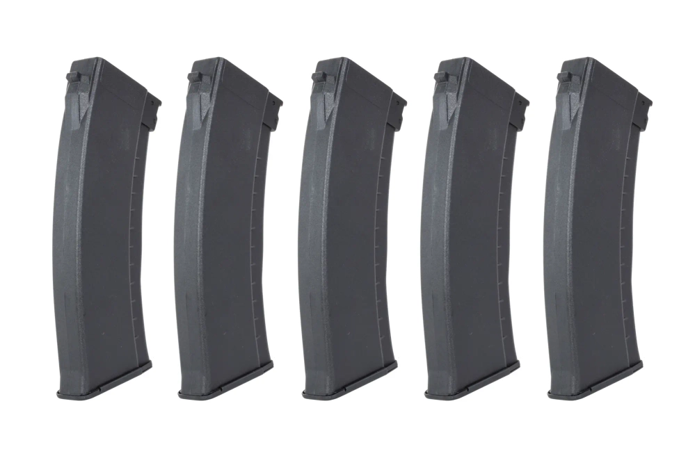 Set of 5 Mid-Cap 135/30 ball magazines Arcturus EMM AK74 "Bakelite" Variable-Cap for AK replicas Black